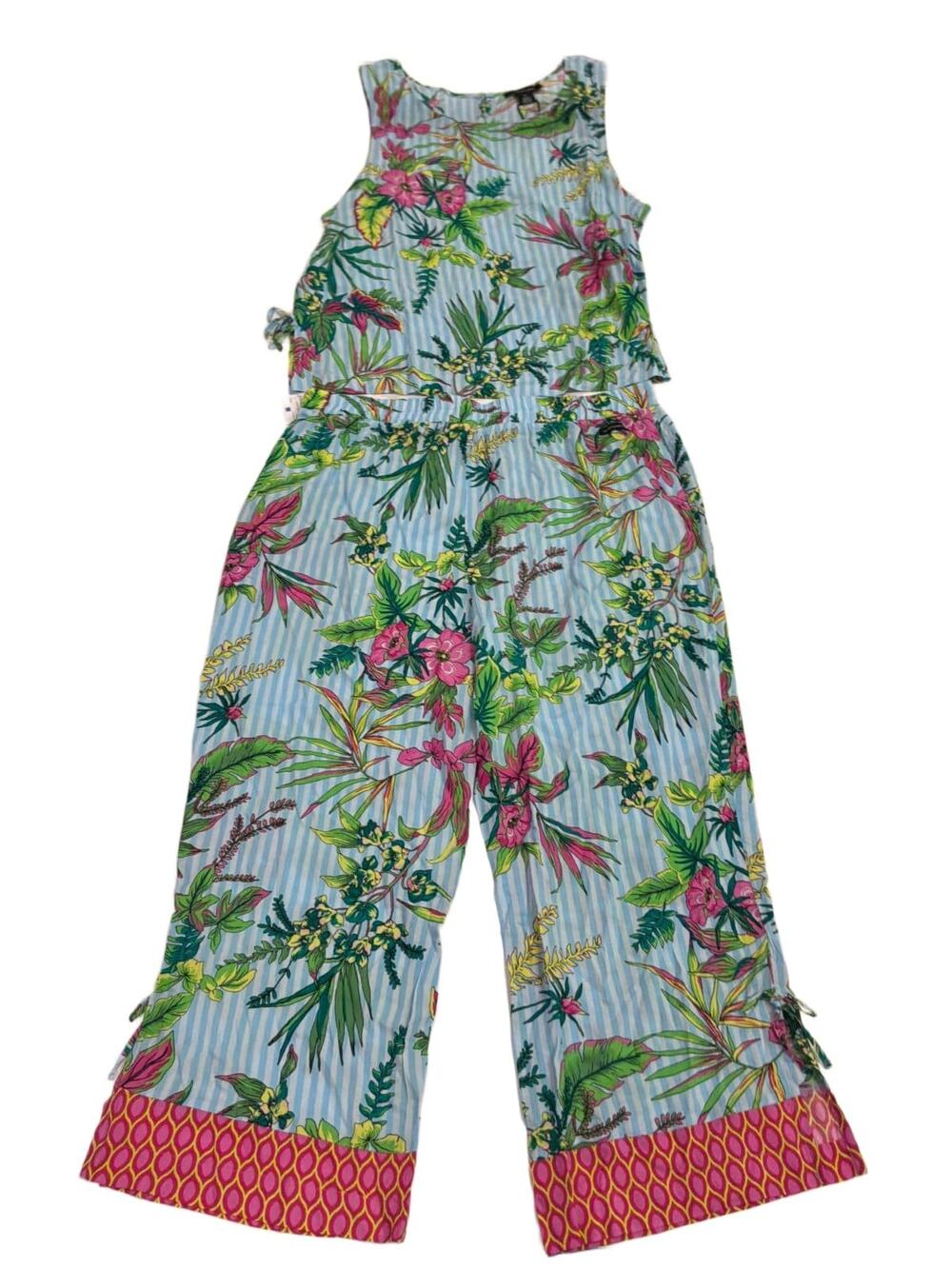 Sanctuary 2 Piece Set Womens XL Tropical Floral Tank Top & Wide Leg Pants NWT